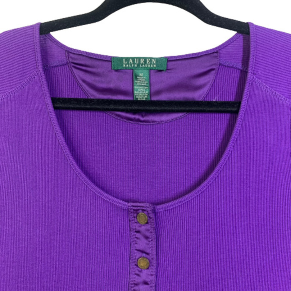 LAUREN RALPH LAUREN‎ Purple Ribbed Cotton Sheath Dress - Picture 4 of 14